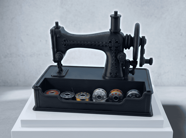 Miniature vintage sewing machine model for display or collection. Acadiana3DPrints