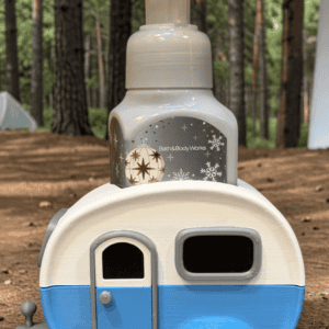 Hand sanitizer dispenser shaped like a camper trailer for kids. Acadiana3DPrints