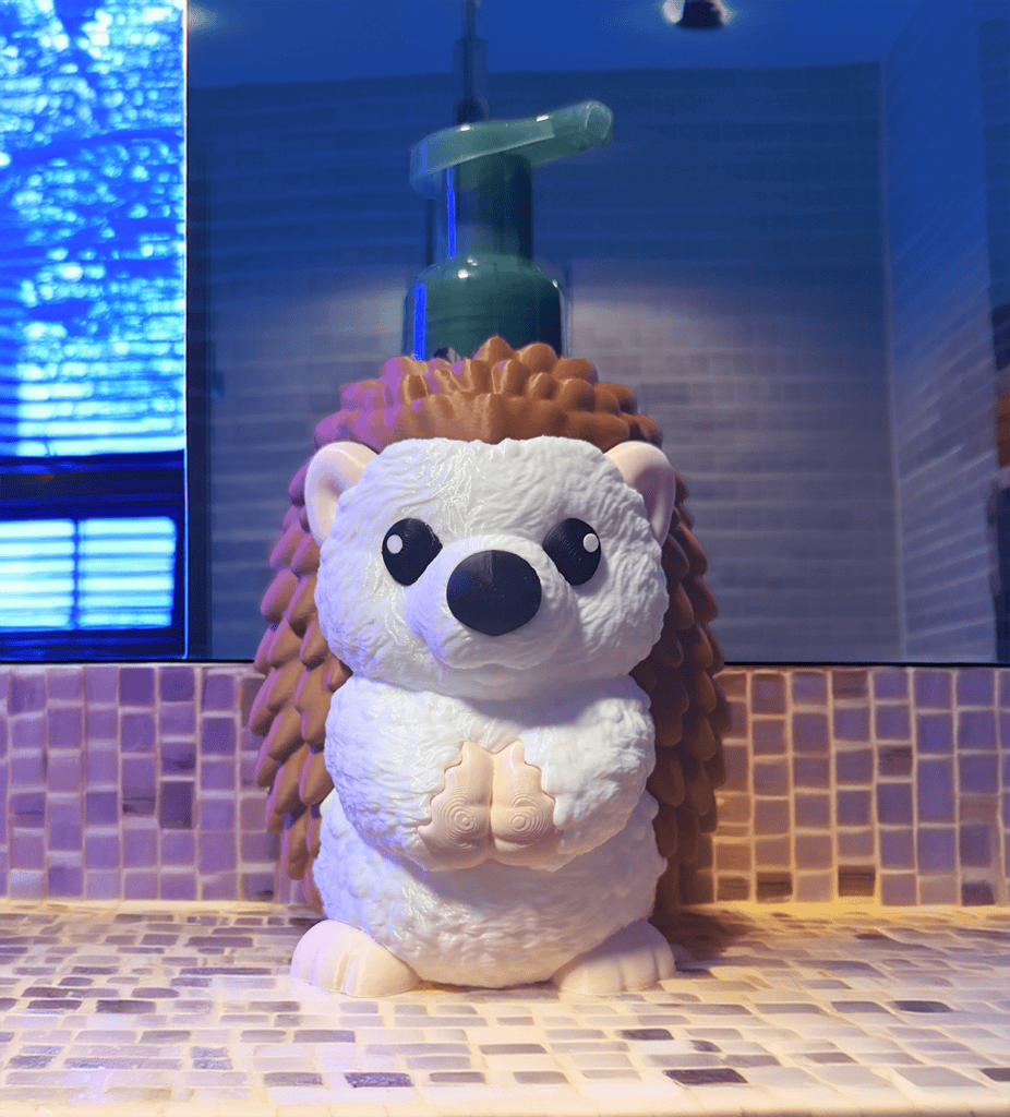 3D printed hedgehog figurine with detailed fur and cute face. Acadiana3DPrints