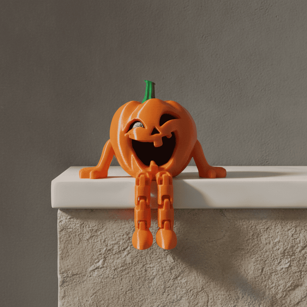 3D printed pumpkin with a happy face for Halloween decor. Acadiana3DPrints