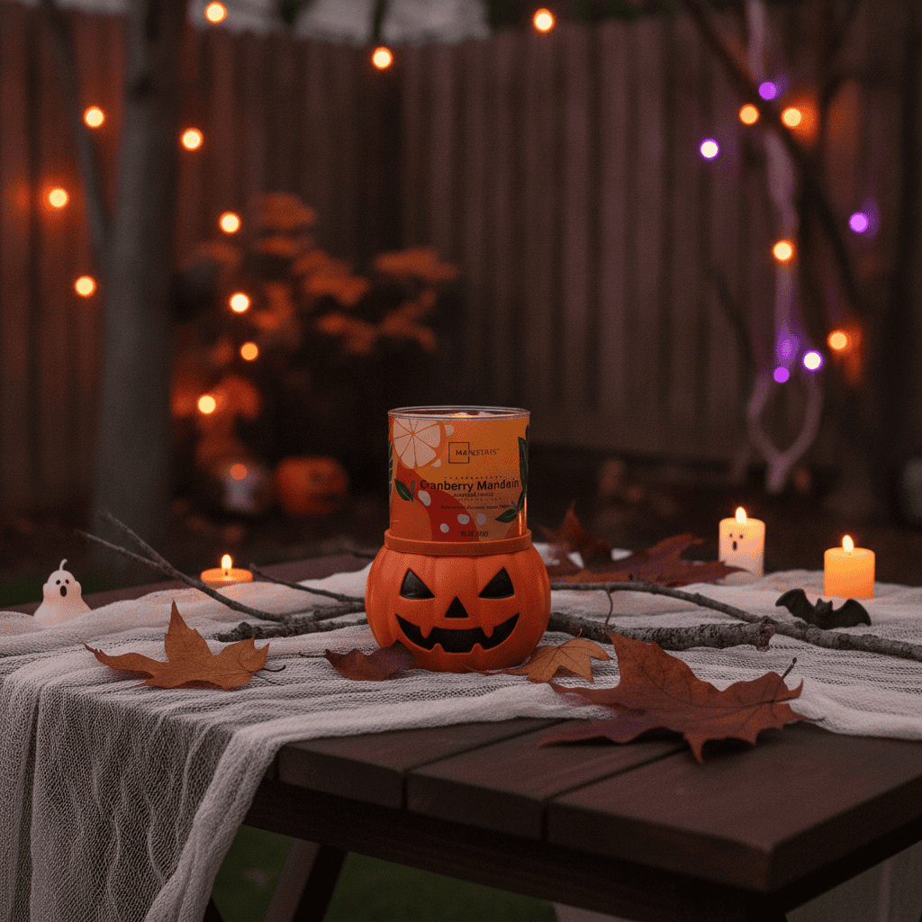 Jack-o-Lantern Jarred Candle Holder
